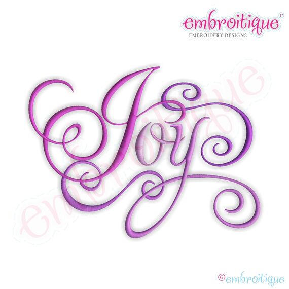 Joy Calligraphy Script Embroidery Design - Small