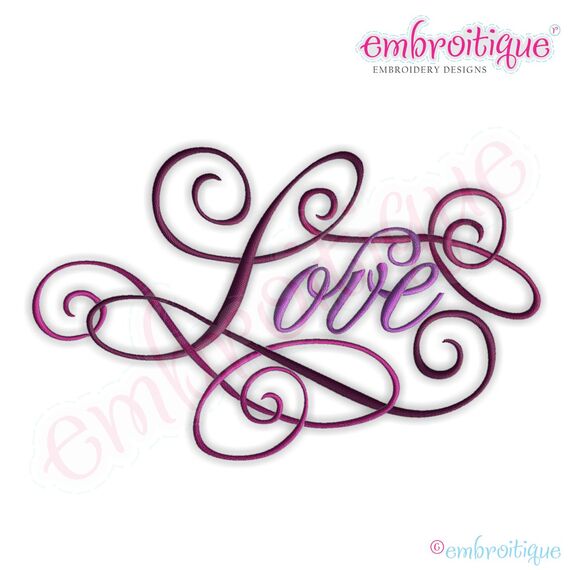 Love Calligraphy Script Embroidery Design - Large