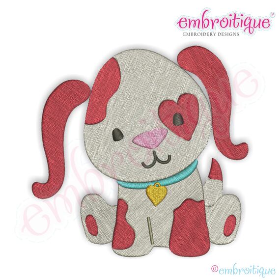 Love Puppy Filled Embroidery Design
