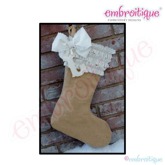 Posh and Proper - Burlap Stocking Trio PDF Sewing Pattern - ITH Alphabet Tag A-Z Included!, 3 image