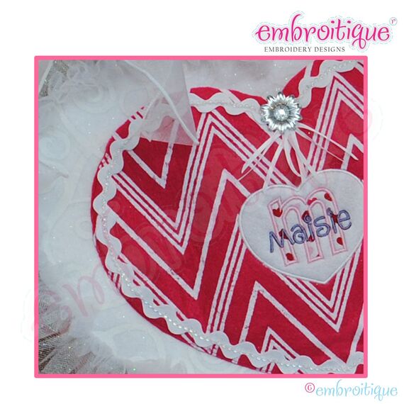 Posh and Proper - Heart Valentine Chair Backer Bags - PDF Sewing & Embroidery Pattern - Includes Heart Applique with Initials, 3 image