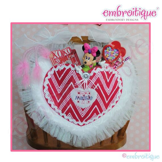 Posh and Proper - Heart Valentine Chair Backer Bags - PDF Sewing & Embroidery Pattern - Includes Heart Applique with Initials, 2 image