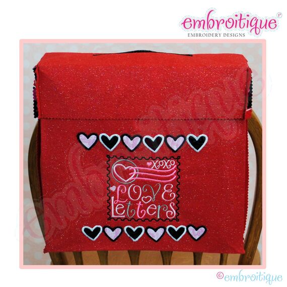 Posh and Proper - Love Letters Valentine Chair Backer Bags - PDF Sewing & Embroidery Pattern - Includes Hearts and Love Stamp