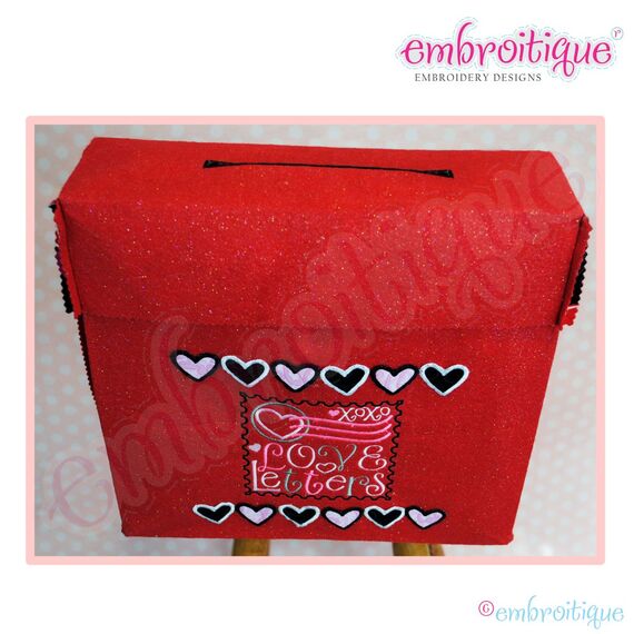 Posh and Proper - Love Letters Valentine Chair Backer Bags - PDF Sewing & Embroidery Pattern - Includes Hearts and Love Stamp, 3 image