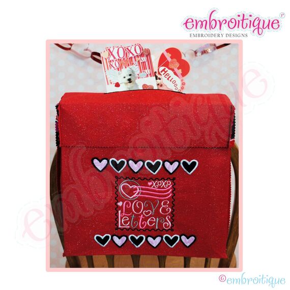 Posh and Proper - Love Letters Valentine Chair Backer Bags - PDF Sewing & Embroidery Pattern - Includes Hearts and Love Stamp, 2 image