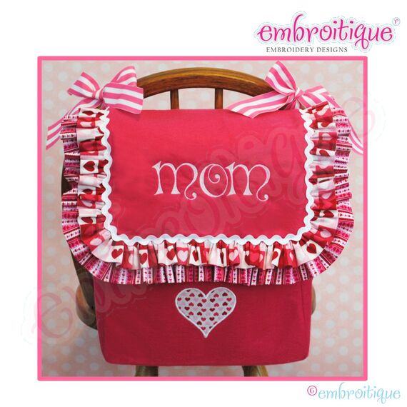 Posh and Proper - Mom and Dad Valentine Chair Backer Bags - PDF Sewing & Embroidery Pattern - Includes Heart Applique, 2 image