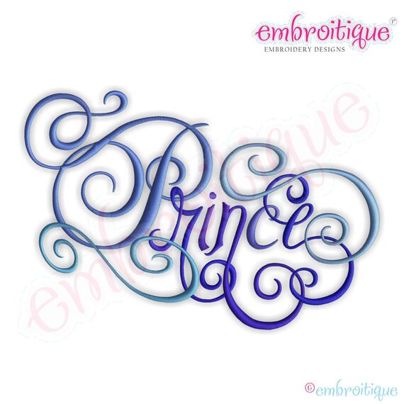 Prince Calligraphy Script Embroidery Design - Small