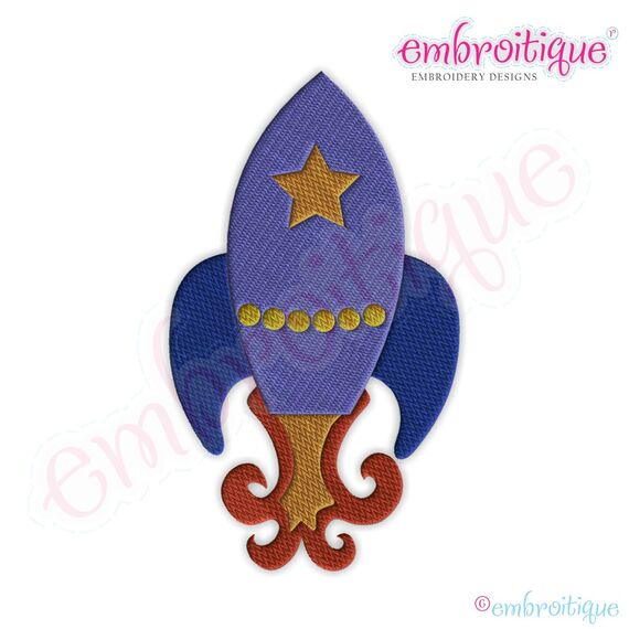 Rocketship Filled Embroidery Design