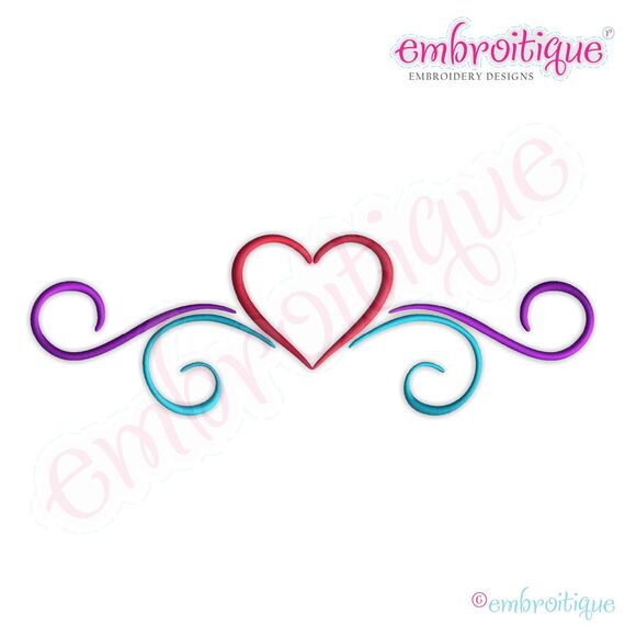 Simple Heart Flourish Border - Small