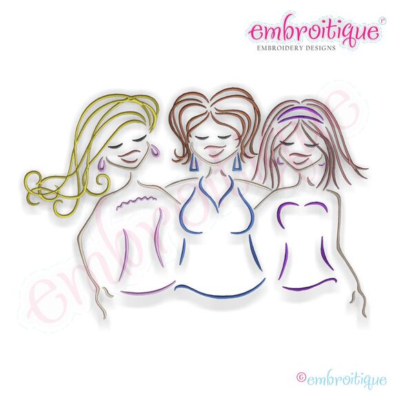 Sisters Trio Embroidery Design
