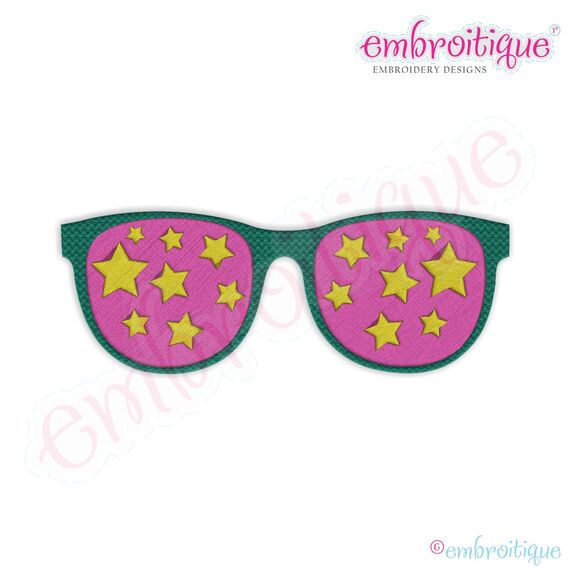 Super Star Sunglasses 2 Filled Embroidery Design