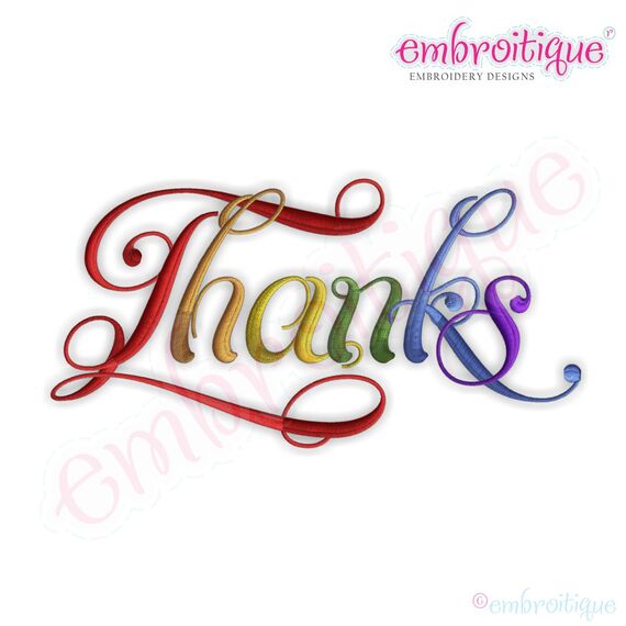 Thanks Script 5 Embroidery Design