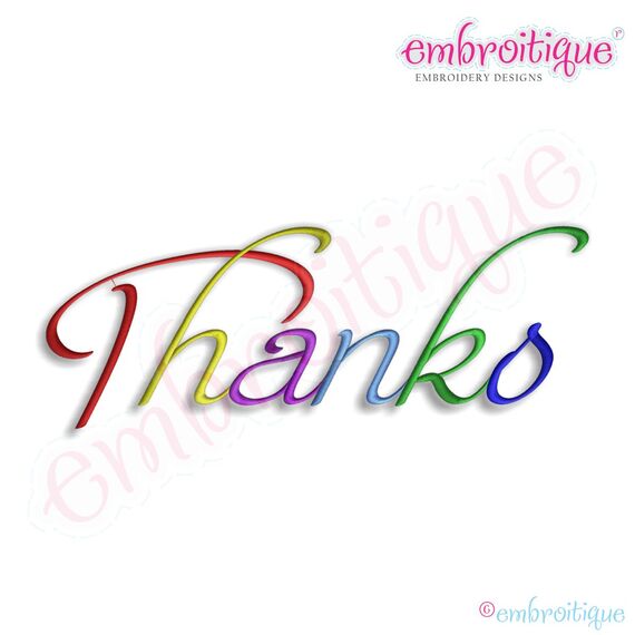 Thanks Script 2 Embroidery Design