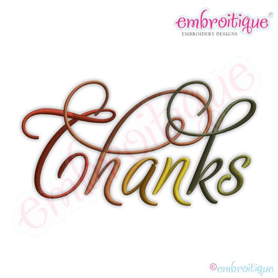 Thanks Script 3 Embroidery Design