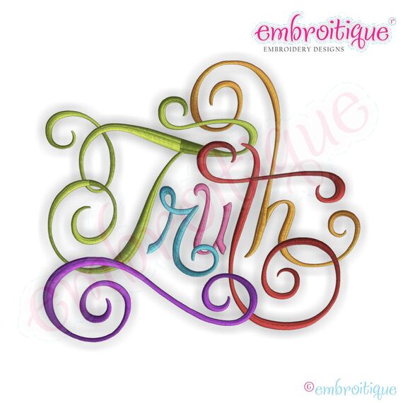 Truth Calligraphy Script Embroidery Design