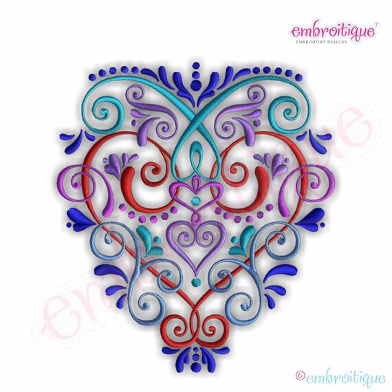 Curly Victorian Flourished Ornate Heart - Small, 2 image