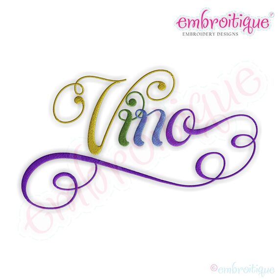 Vino Script 5 Embroidery Design