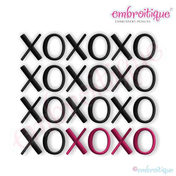 XOXO Block Embroidery Design - Large