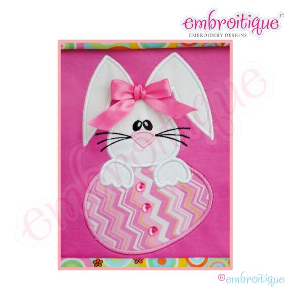 Bunny with Egg Applique - Small