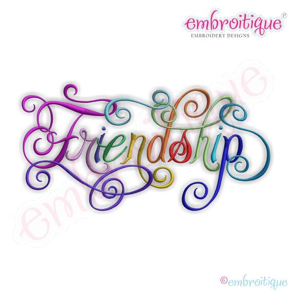 Friendship Calligraphy Script Embroidery Design - Small