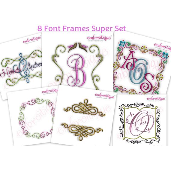 Font Frames Set - 8 of our Best Selling Machine Embroidery Monogram Font Frames- Instant Email Delivery Download Machine embroidery design Font Frames Set - 8 of our Best Selling Machine Embroidery Monogram Font Frames