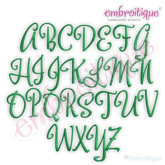 Christopher Whimsical Retro Brush Script Monogram Alphabet Set for Machine Embroidery