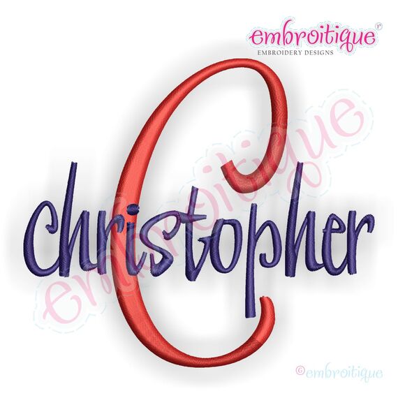 Christopher Whimsical Retro Brush Script Monogram Alphabet Set for Machine Embroidery