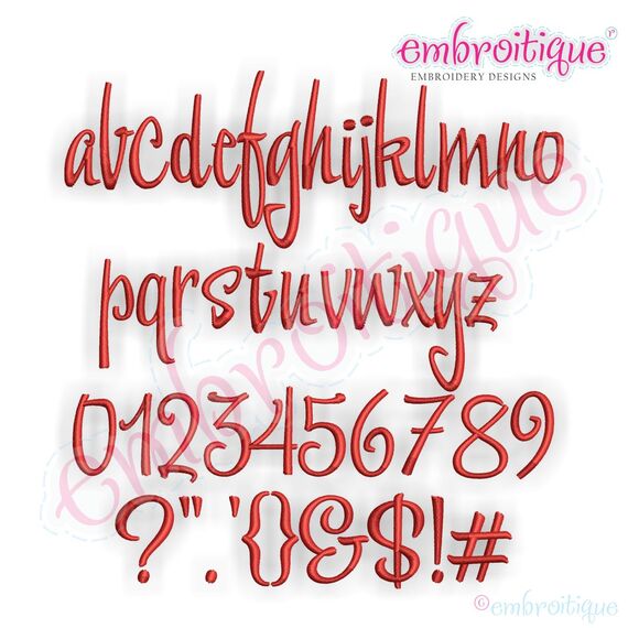 Christopher Whimsical Retro Brush Script Monogram Alphabet Set for Machine Embroidery