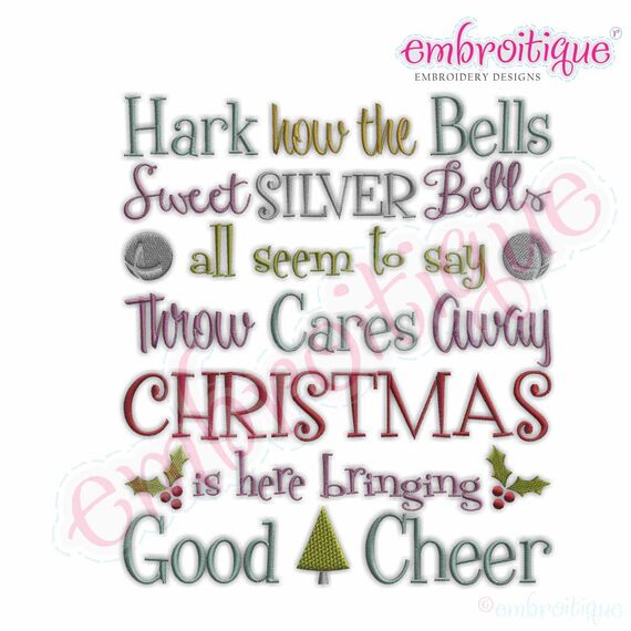 Carol of the Bells - How hark the bells - Christmas Carol Embroidery Design