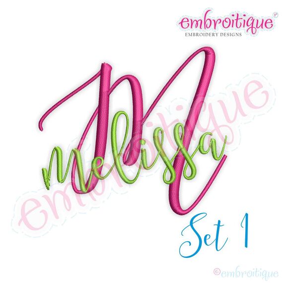 Melissa Monogram Super Set - Hand Lettered Calligraphy Script - Sets 1-4 included!!   2 - 1", 2", 3"