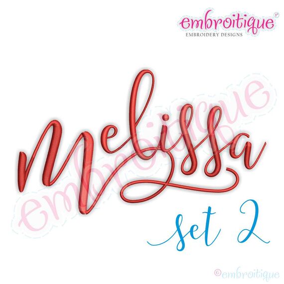 Melissa Monogram Set -  Hand Lettered Calligraphy Script - Set 2 - 1", 2", 3"