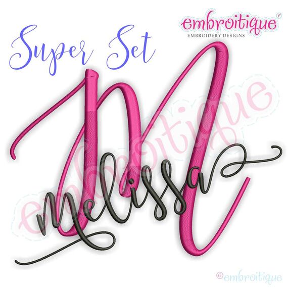 Melissa Monogram Super Set - Hand Lettered Calligraphy Script - Sets 1-4 included!!   2 - 1", 2", 3"