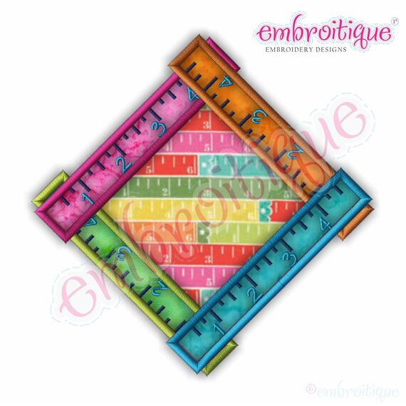 Back to School Ruler Applique Font Frame - Bonus Kindergarten Rules Design included!, 2 image