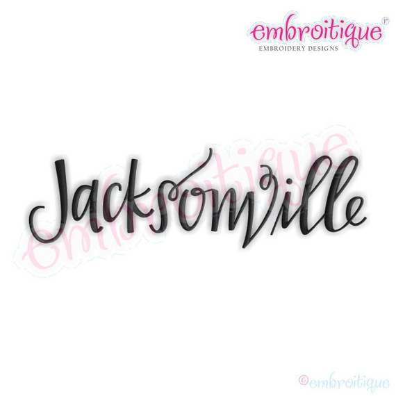 Jacksonville Florida Calligraphy USA United States Machine Embroidery Design