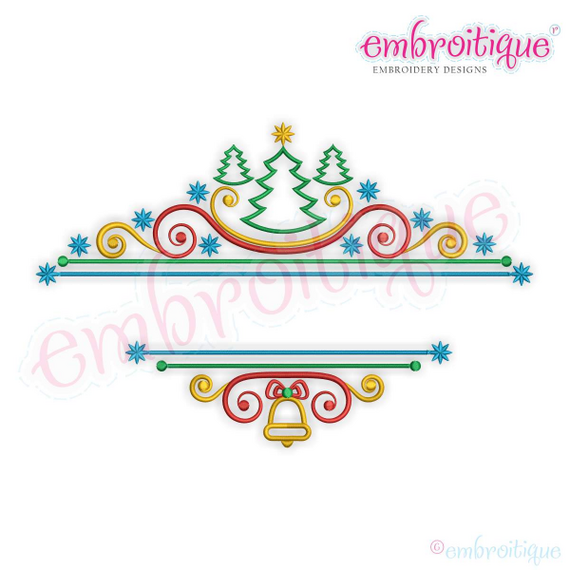 Embroitique Curly Christmas Tree Font Frame with Stars, 3 image