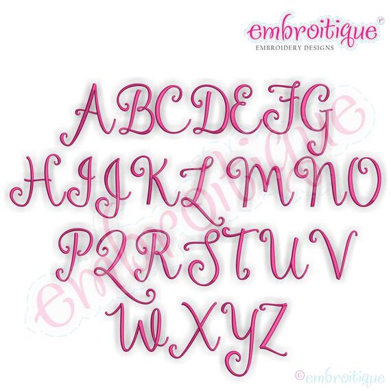 Alexa Monogram Set - Beautiful hand drawn calligraphy font for embroidery
