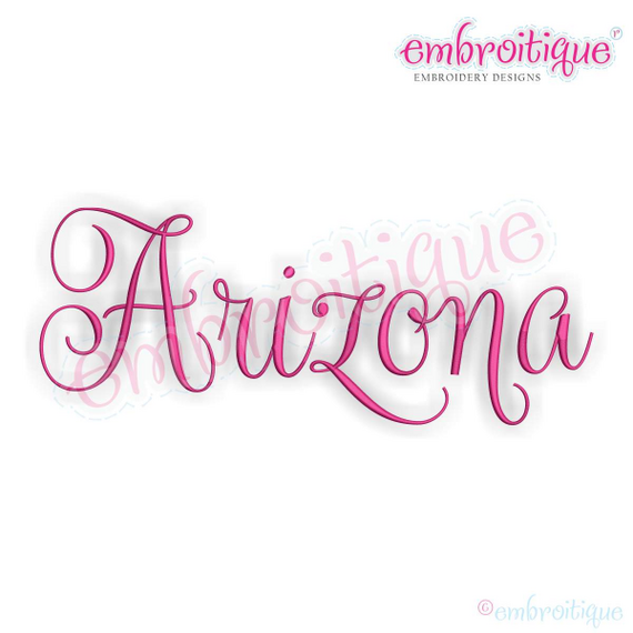Arizona Calligraphy Fancy Script 3 USA United States Machine Embroidery Design