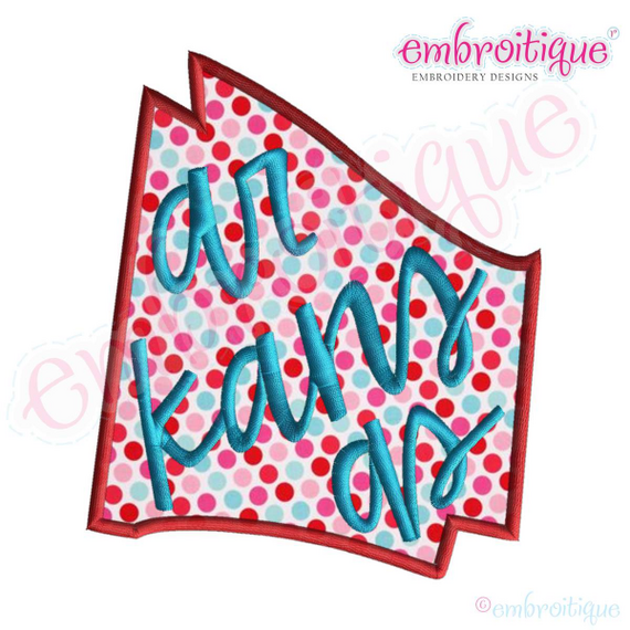 Arkansas Hand Lettered Applique USA United States Machine Embroidery Design