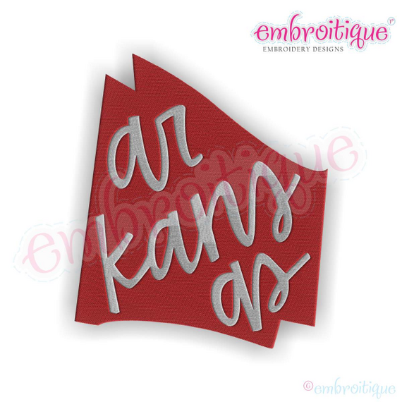 Arkansas Hand Lettered State Shape Filled USA