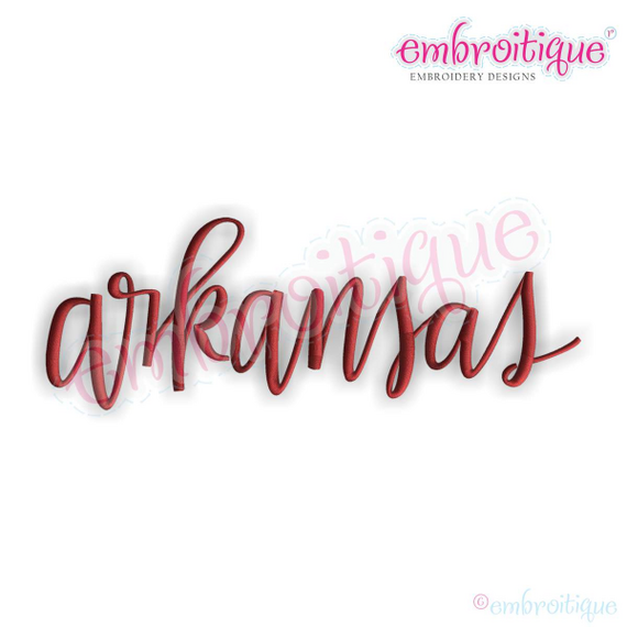 Arkansas Script 2 USA United States Machine Embroidery Design