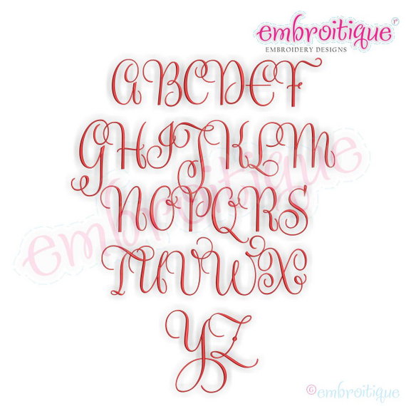 Beatrice Monogram Set 1 - Small - Upright Calligraphy Script Alphabet for Machine Embroidery