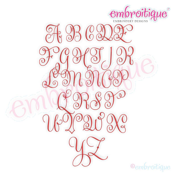 Beatrice Monogram Set 3 - Small - Upright Calligraphy Script Alphabet for Machine Embroidery
