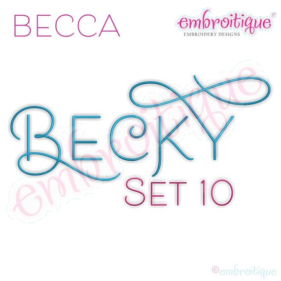 Becca Set 10 - EXCLUSIVE - Thin Calligraphy Swash Upright Alphabet Font for Machine Embroidery