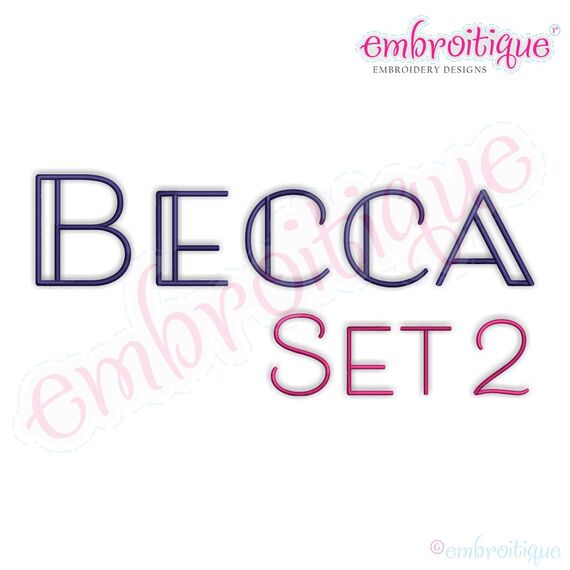 Becca Set 2 - EXCLUSIVE - Thin Calligraphy Swash Upright Alphabet Font for Machine Embroidery