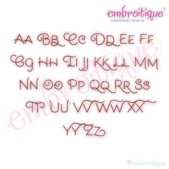 Becca Set 3 - EXCLUSIVE - Thin Calligraphy Swash Upright Alphabet Font for Machine Embroidery