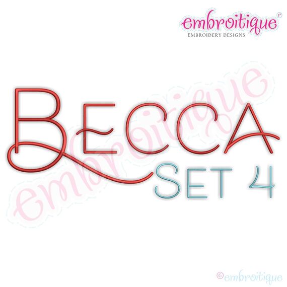 Becca Set 4 - EXCLUSIVE - Thin Calligraphy Swash Upright Alphabet Font for Machine Embroidery