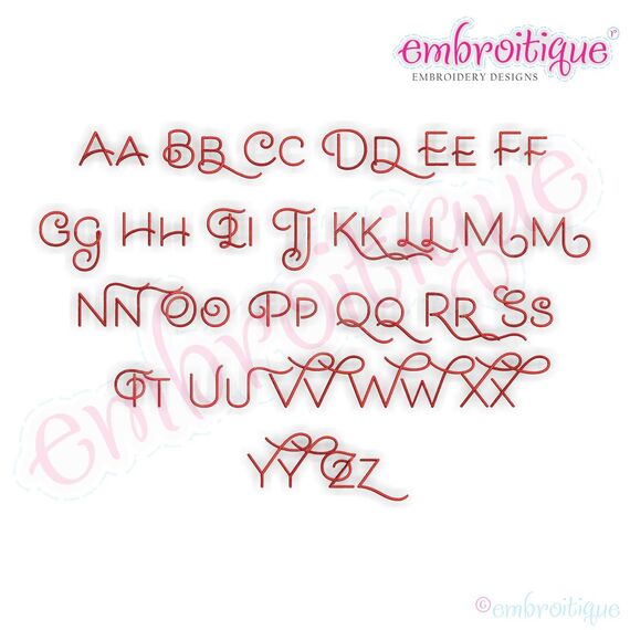 Becca Set 4 - EXCLUSIVE - Thin Calligraphy Swash Upright Alphabet Font for Machine Embroidery