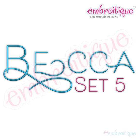 Becca Set 5 - EXCLUSIVE - Thin Calligraphy Swash Upright Alphabet Font for Machine Embroidery