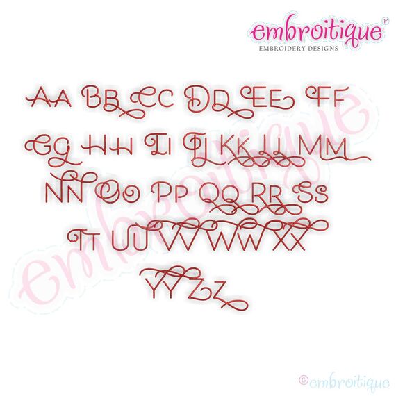 Becca Set 5 - EXCLUSIVE - Thin Calligraphy Swash Upright Alphabet Font for Machine Embroidery