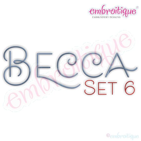 Becca Set 6 - EXCLUSIVE - Thin Calligraphy Swash Upright Alphabet Font for Machine Embroidery